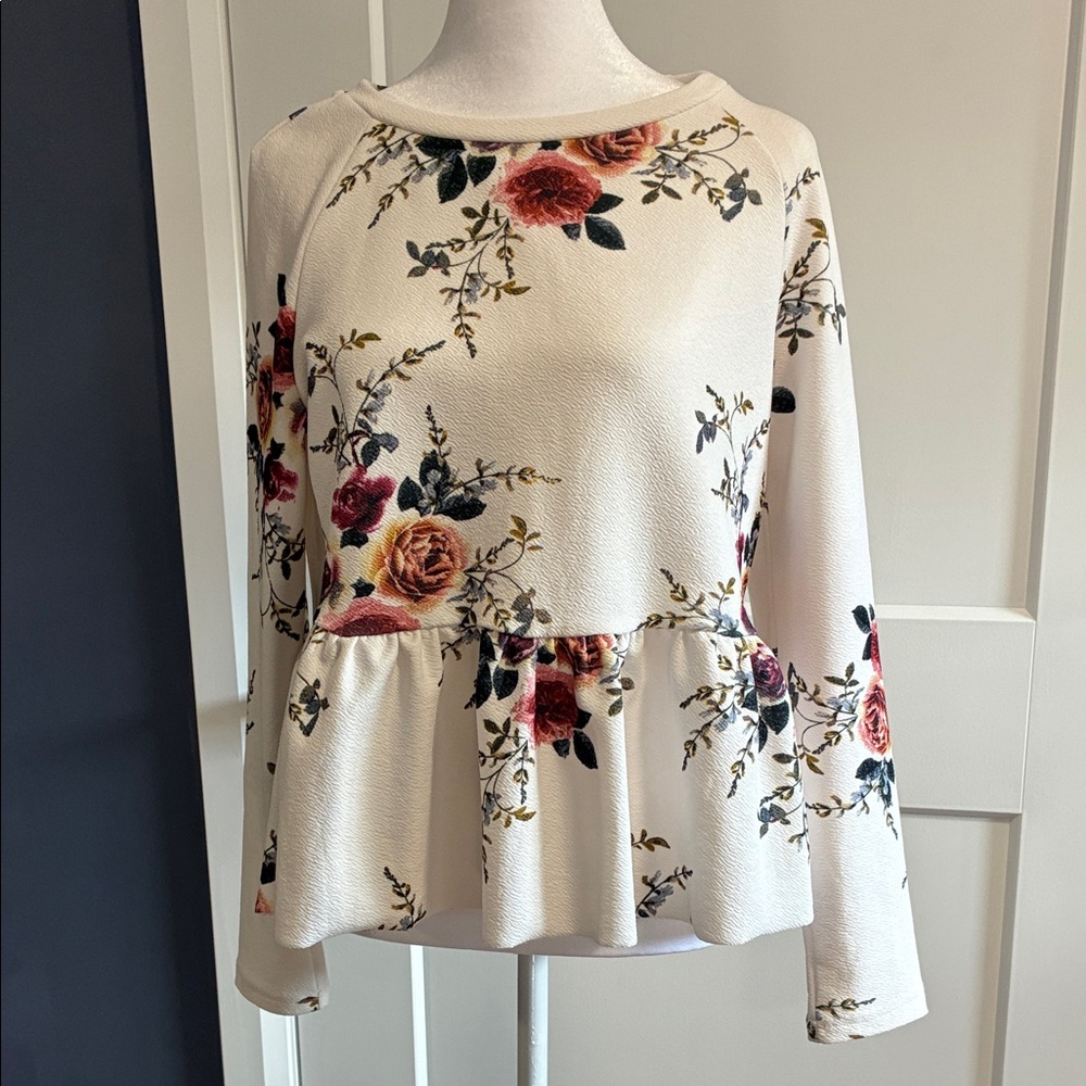 SHEIN Floral Print Peplum Top - size medium